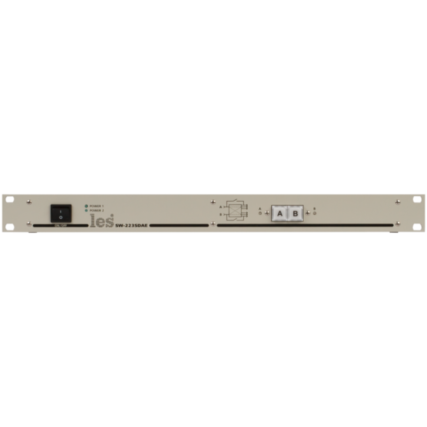 Коммутатор резерва Les SW-223SDAE 2 в 1 для SD-SDI и DVB-ASI сигналов. 3 мастер выхода, 3 предпросмотра. Управление с лицевой панели, по Ethernet и GPI, релейный обход, 2 БП