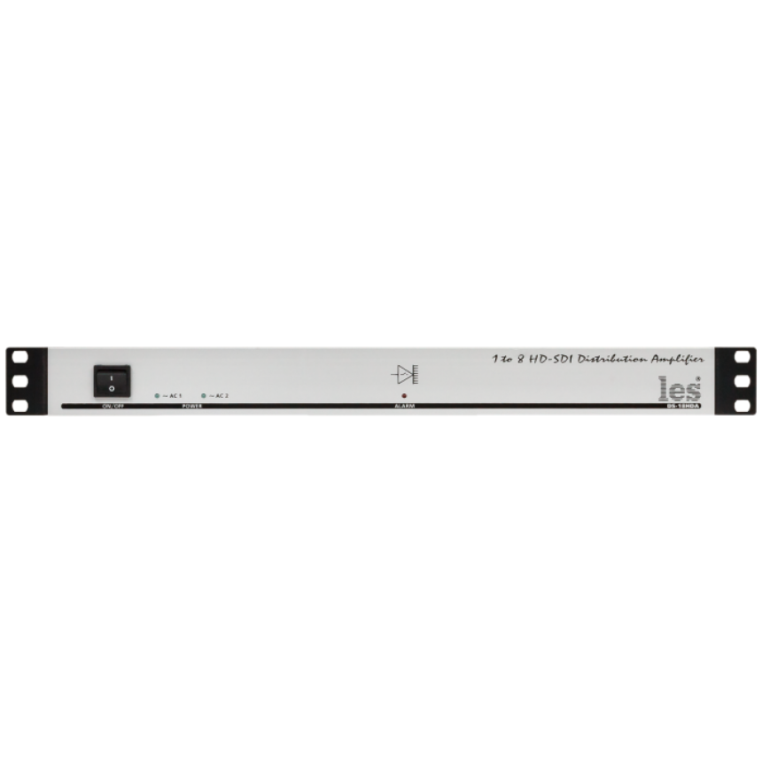 Усилитель-распределитель Les DS-18HDA 1 в 8 для HD/SD-SDI и DVB-ASI сигналов. Reclocking, релейный обход, 2 БП