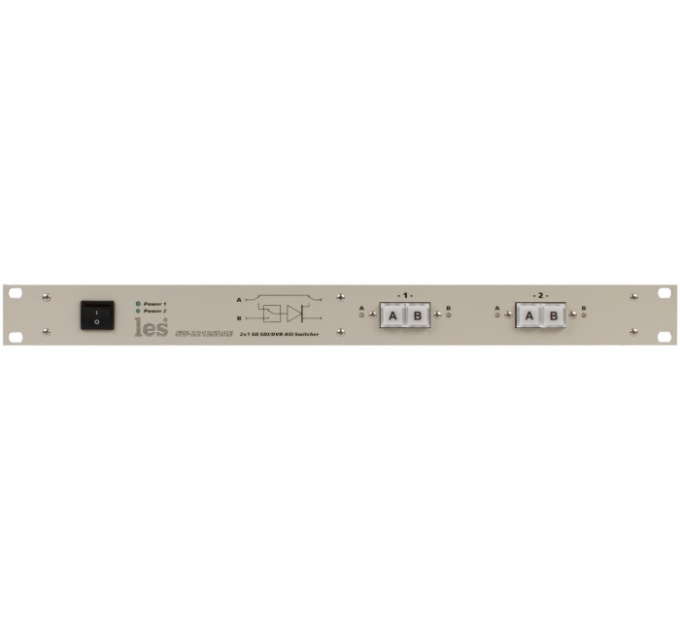 2-х канальный коммутатор резерва Les SW-2212SDAE 2 в 1 для SD-SDI и DVB-ASI сигналов. Управление с лицевой панели, по Ethernet и GPI, релейный обход, 2 БП