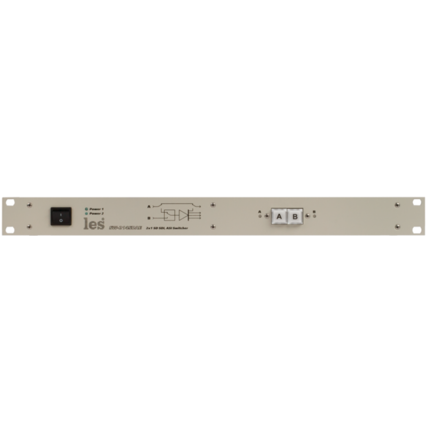 Les SW-214SDAE Коммутатор резерва 2 в 1 для SD-SDI и DVB-ASI сигналов. 4 мастер выхода. Управление с лицевой панели, по Ethernet и GPI, релейный обход, 2 БП.
