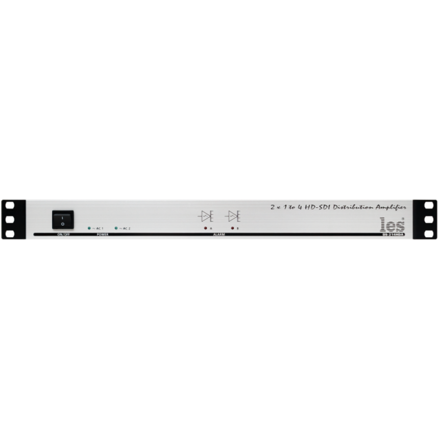 Les DS-214HDA 2 канальный усилитель-распределитель 1 в 4 для HD/SD-SDI и DVB ASI сигналов. Reclocking, релейный обход, 2 БП.