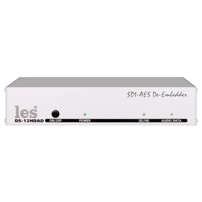 Les DS-12HDAD Де-эмбеддер из HD/SD-SDI 4 каналов звука.Выходы: 2 видео, 2 AES/EBU. Корпус 10".