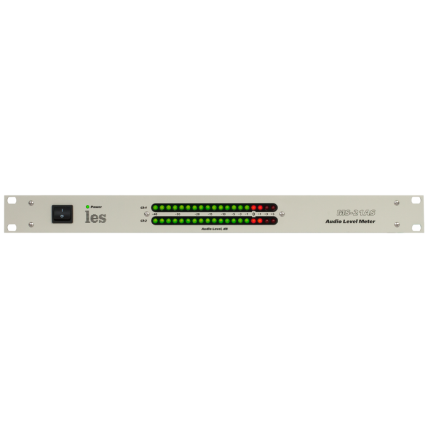 Les MS-21AS 2 канальный измеритель уровня аналоговых симметричных аудиосигналов. Индикатор из 19 дискретных светодиодов на канал.