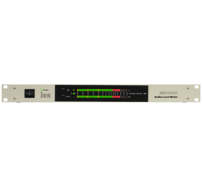 Les MS-23AS 2 канальный измеритель уровня аналоговых симметричных аудиосигналов. Индикатор - светодиодная линейка, 48 ступеней индикации уровня.