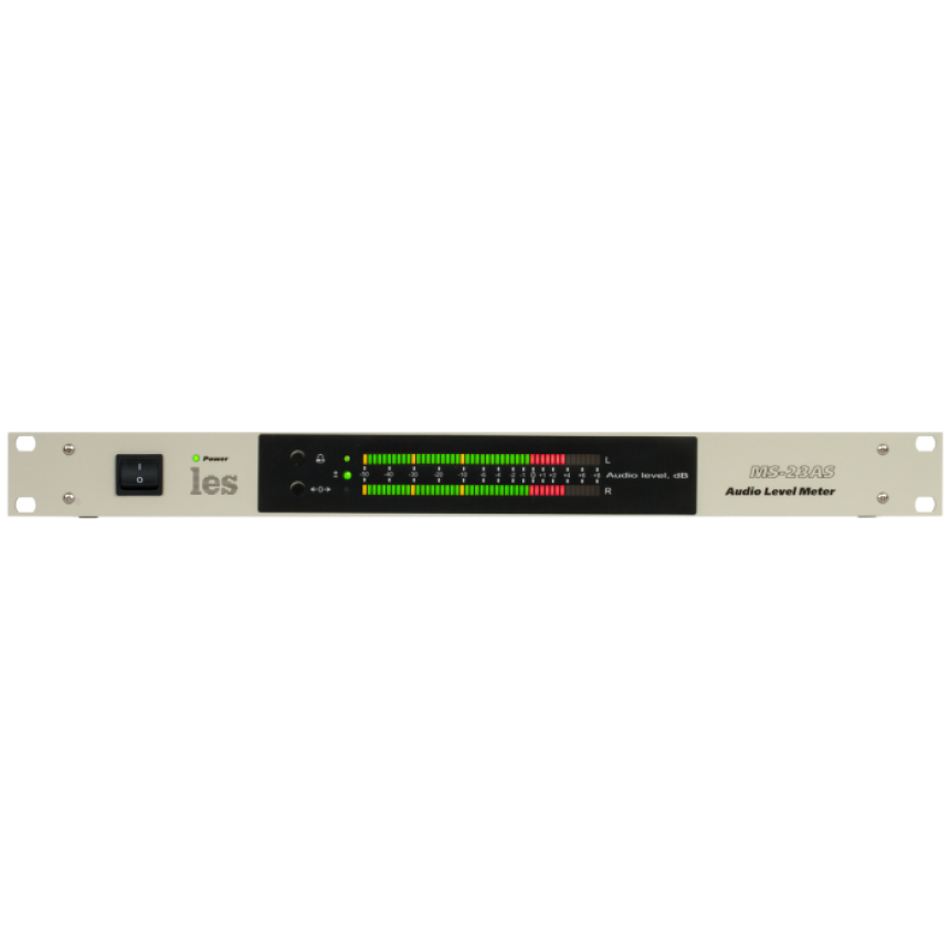 2-х канальный измеритель уровня аналоговых симметричных аудиосигналов Les MS-23AS. Индикатор - светодиодная линейка, 48 ступеней индикации уровня