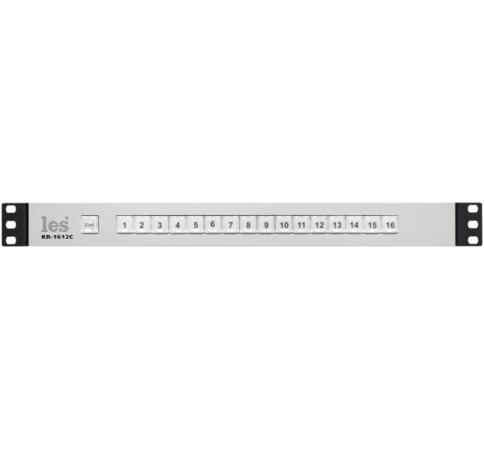 Активный пульт управления Les KR-1612C. 16 кнопок, выходные сигналы GPI (уровень или импульс), входные GPI для подсветки кнопок, блокировка всех кнопок, встроенный БП