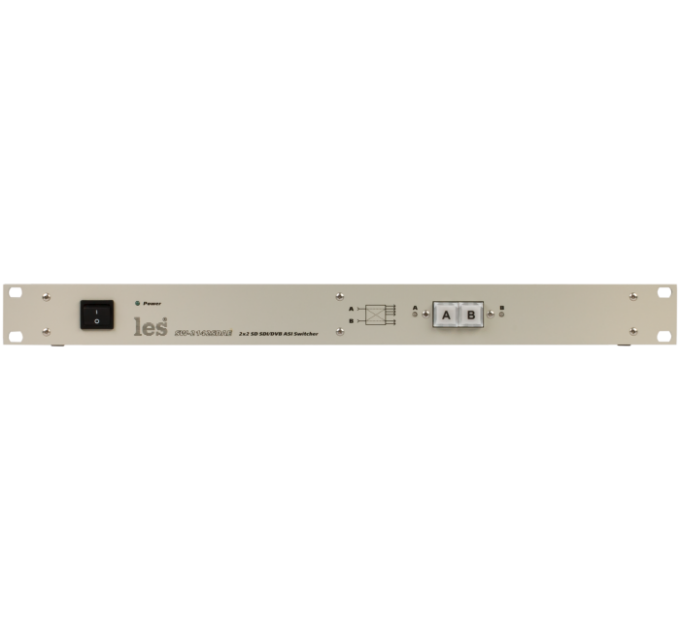 Коммутатор резерва Les SW-2142SDAE 2 в 1 для SD-SDI и DVB-ASI сигналов. 4 мастер выход, 2 выхода предпросмотра. Управление с лицевой панели, по Ethernet и GPI, релейный обход