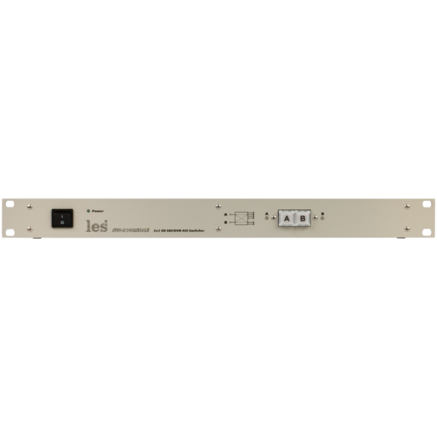 Коммутатор резерва Les SW-2142SDAE 2 в 1 для SD-SDI и DVB-ASI сигналов. 4 мастер выход, 2 выхода предпросмотра. Управление с лицевой панели, по Ethernet и GPI, релейный обход