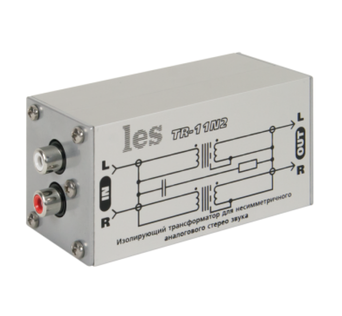 Les TR-11N2 Изолирующий трансформатор для аналоговых стерео несимметричных аудиосигналов. Компактный корпус.