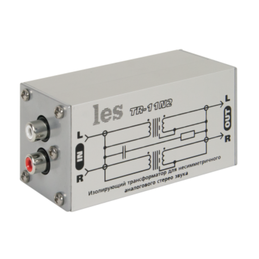 Изолирующий трансформатор Les TR-11N2 для аналоговых стерео несимметричных аудиосигналов. Компактный корпус