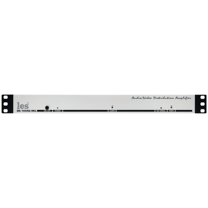 Усилитель-распределитель Les DS-16VAS-REL 1 в 6 композитных видео и аналоговых симметричных звуковых сигналов. Релейный обход по каждому тракту
