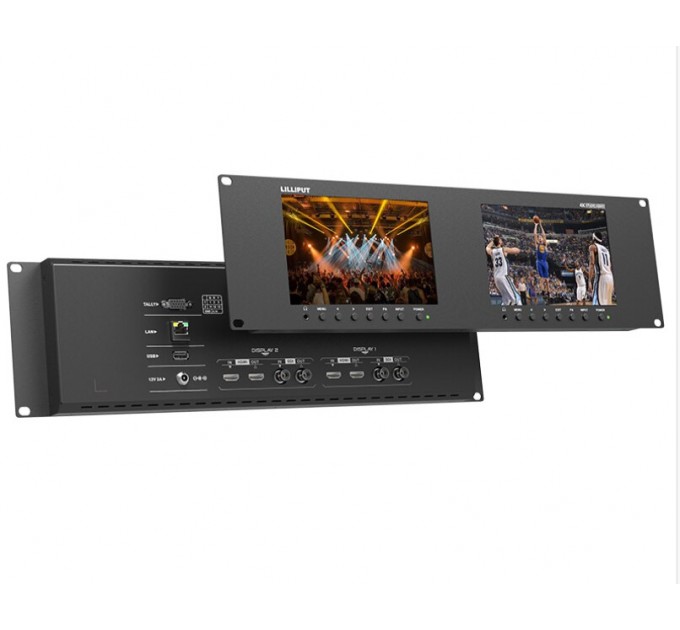 2x7 inch 3RU Rackmount Monitor with HDMI 2.0, 3G-SDI and FHD Resolution