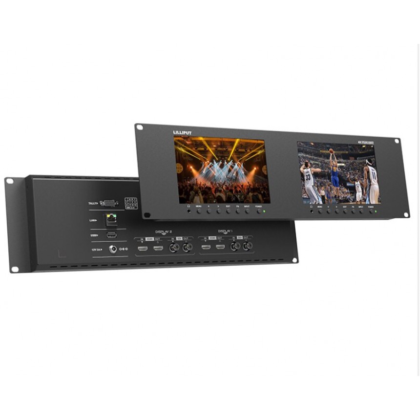2x7 inch 3RU Rackmount Monitor with HDMI 2.0, 3G-SDI and FHD Resolution