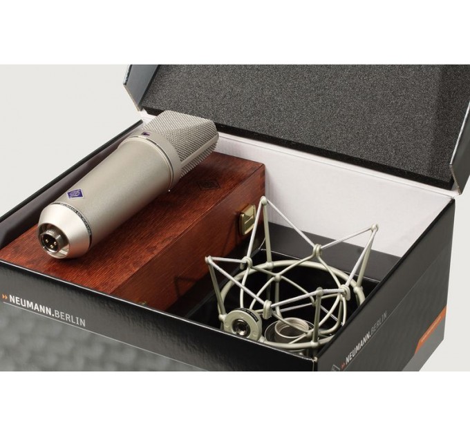 Студийный многонаправленный конденсаторный микрофон Neumann U 87 AI STUDIO SET с большой диафрагмой и амортизатором, никелевого цвета