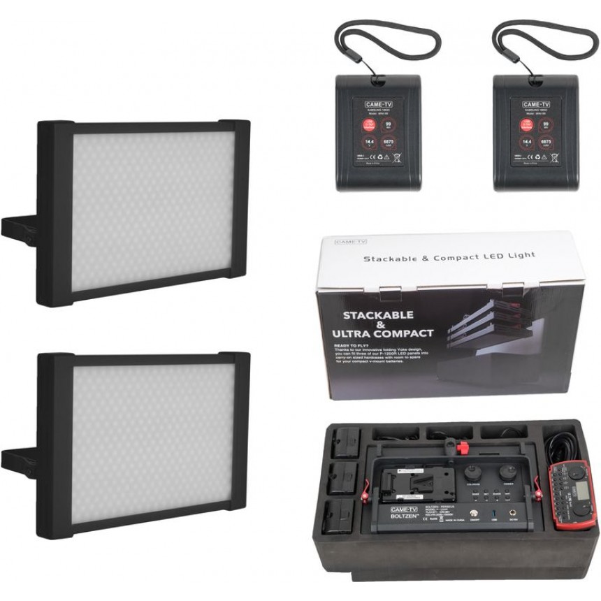 Комплект из двух светодиодных осветительных панелей с двумя аккумуляторами Boltzen Perseus Bi-Color SMD Soft Travel 2-Light Kit от CAME-TV