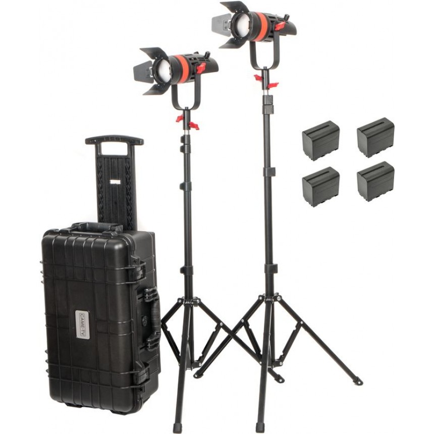 Комплект из двух светодиодных осветительных приборов с четырьмя аккумуляторами Q-55S Boltzen 55W Bi-Color LED Fresnel 2-Light Kit от CAME-TV