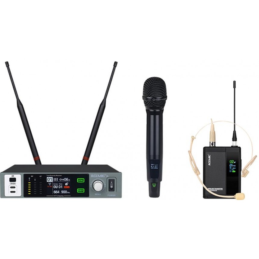 Беспроводная одноканальная микрофонная система UHF с технологией True Diversity ACEMIC G3 (610-698 МГц)