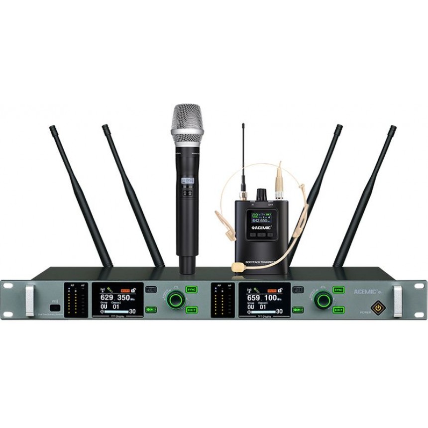 Беспроводная двухканальная микрофонная система UHF с технологией True Diversity ACEMIC X2 (600-937 МГц) в зависимости от региона
