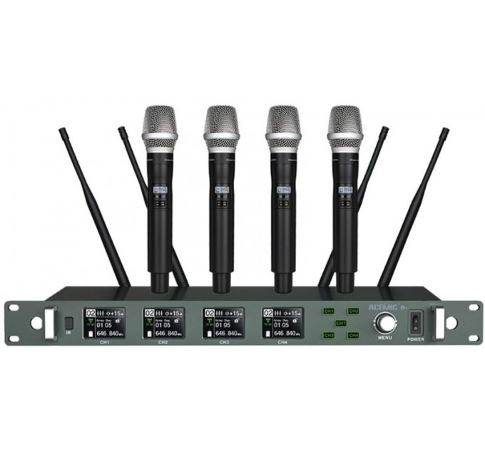 Беспроводная четырехканальная микрофонная система UHF с технологией True Diversity ACEMIC X4 (600-937 МГц) в зависимости от региона