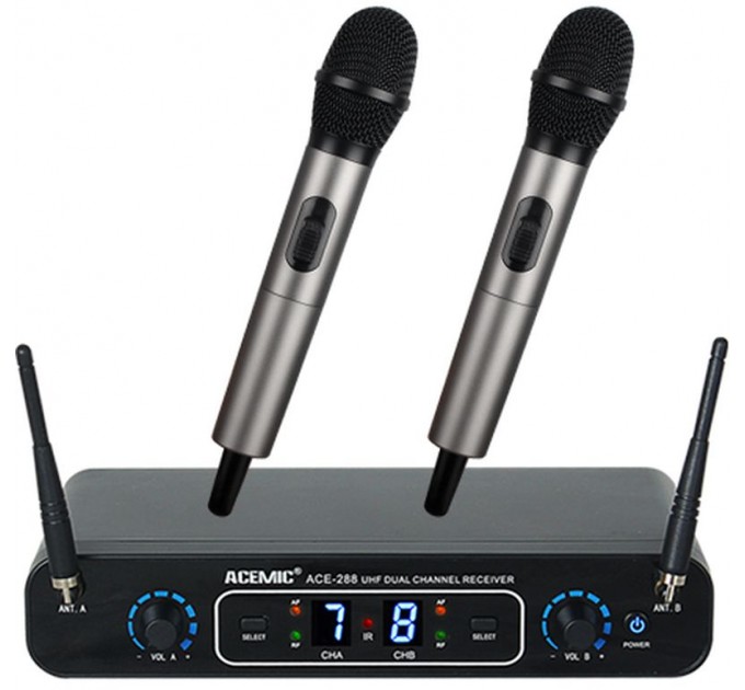 Беспроводная цифровая двухканальная микрофонная система ACEMIC ACE-288 (UHF 600-937 МГц) в зависимости от региона