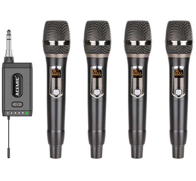 Беспроводная ручная микрофонная система из 4-х микрофонов ACEMIC Q4/M1 (UHF 638-698 МГц) в зависимости от региона
