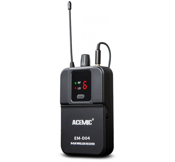 Двухканальная беспроводная моносистема ушного мониторинга ACEMIC EM-D02 c передатчиком, поясными приемниками и внутриканальными наушниками